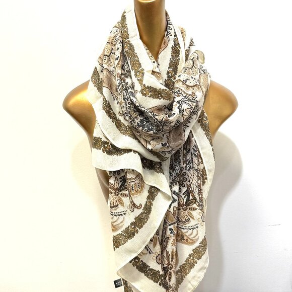 💖💖NEW ARRIVAL!  Moroccan Paisley Fall Scarf Ivory - Picture 1 of 2